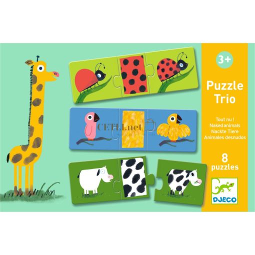 Párosító puzzle - Állati mintázatok - Trio Naked animals