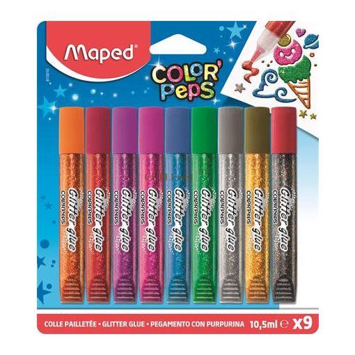 Csillámos ragasztó, MAPED "Color'Peps", 9 különböző szín