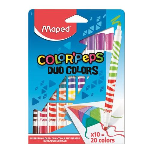 Filctoll készlet, kimosható, MAPED "Color'Peps Duo", 20 különböző szín