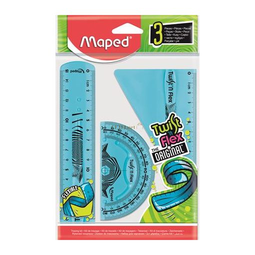 MAPED "Twist'n Flex" vonalzókészlet, műanyag, törhetetlen, 3 darabos, kék