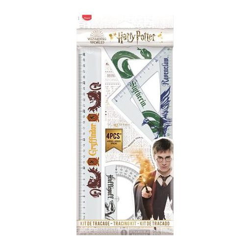 Vonalzókészlet, műanyag, 4 darabos, MAPED "Harry Potter Teens" , 30 cm