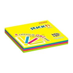   Öntapadó jegyzettömb, 76x76 mm, 100 lap, STICK N "Magic Pad" neon színek