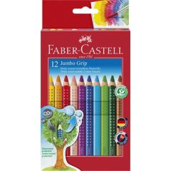   Színes ceruza készlet, háromszögletű, FABER-CASTELL "Jumbo Grip", 12 különböző szín