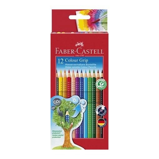 Színes ceruza készlet, háromszögletű, FABER-CASTELL "Grip 2001", 12 különböző szín