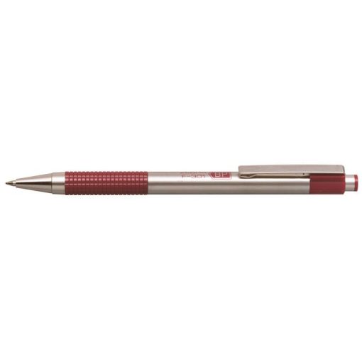 ZEBRA "F-301" golyóstoll, 0,24 mm, nyomógombos, rozsdamentes acél, bordó tolltest, kék